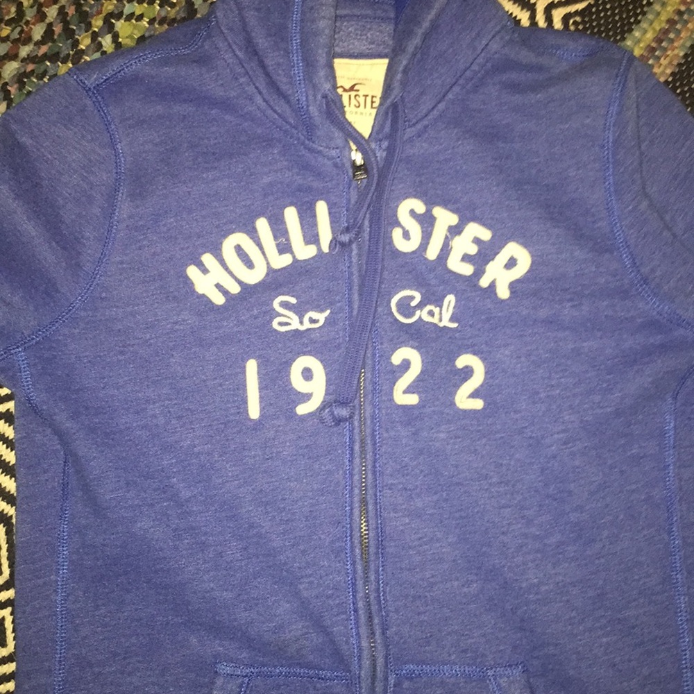 Hollister blue zip up jacket